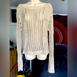 Free People Pastel multicolor crochet sweater, size L